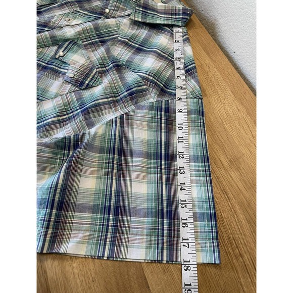 Vintage Rustler by Wrangler Pearl Snap Plaid Button Down Shirt Size XL - Picture 7 of 9
